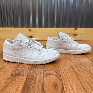 Nike Jordan 1 Low Retro Triple-White Leather Sneakers 2019